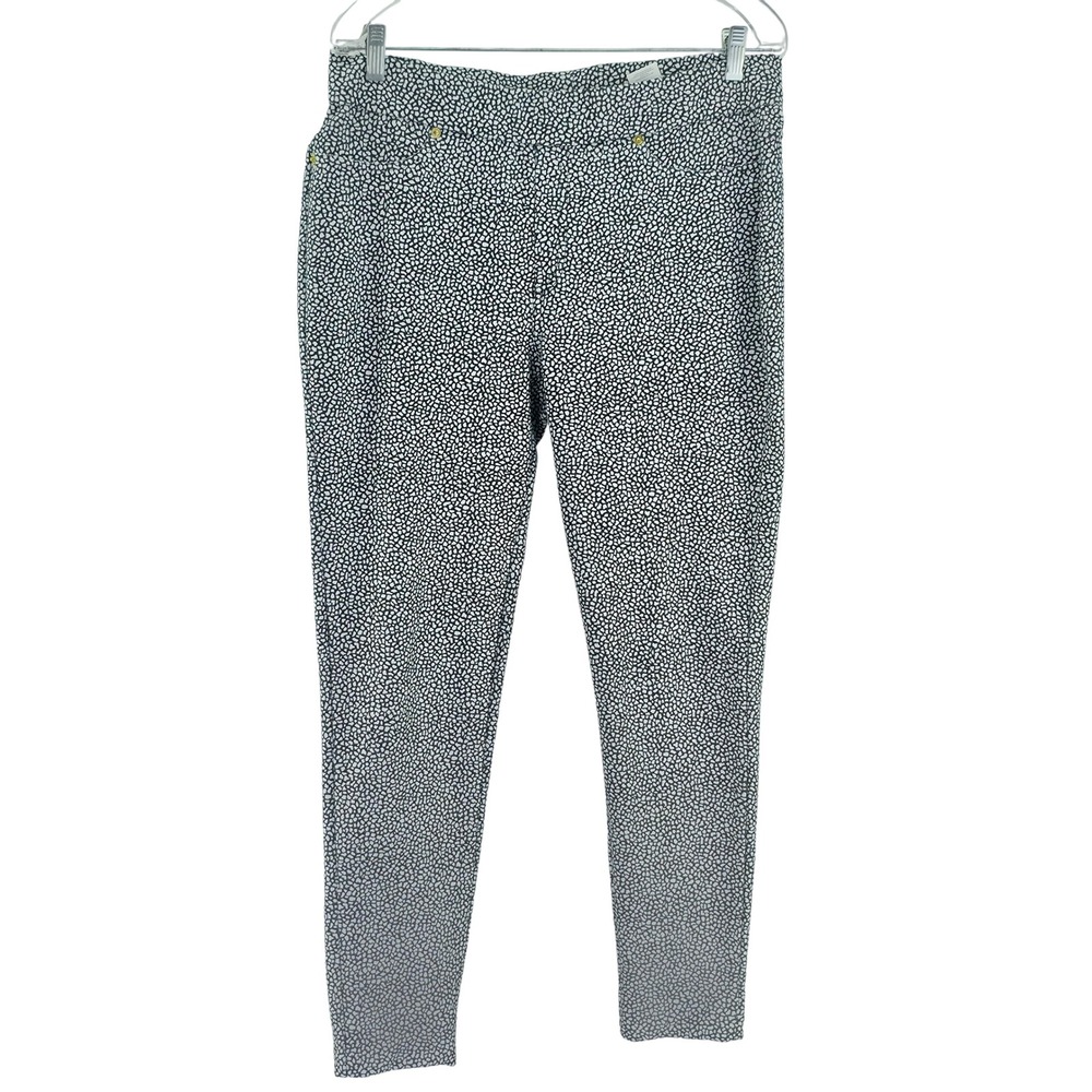 Michael Kors Leggings Womens Large Black White Pebble Print Pull On Skinny Pants